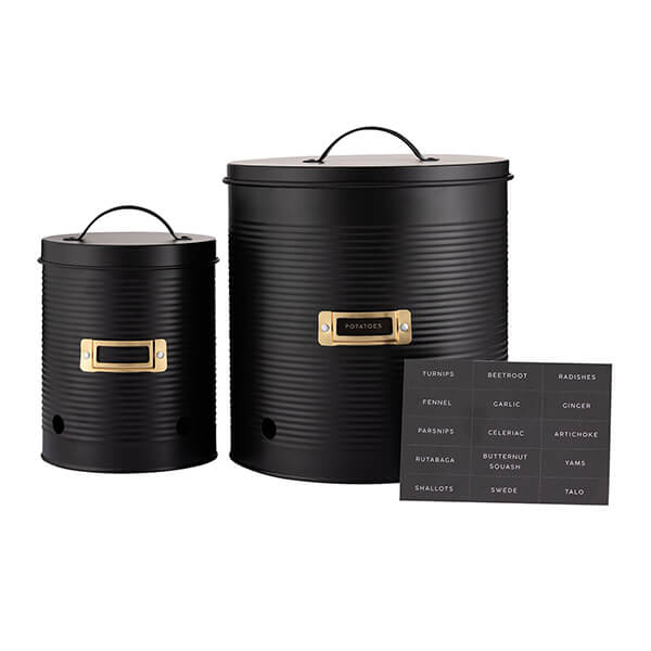 Typhoon Otto Black Set Of 2 Root Vegetable Storage Tins