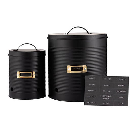 Typhoon Otto Black Set Of 2 Root Vegetable Storage Tins