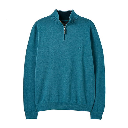 Joules Mens Blue Marl Hillside Quarter Zip Funnel Neck Jumper Size XL