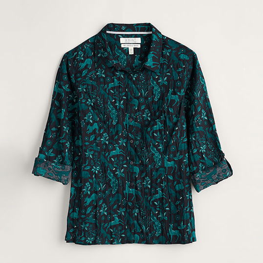 Seasalt Larissa Shirt Woodland Tapestry Onyx Size 10