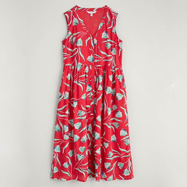Seasalt Shale Way Dress Painted Tulips Tomato Size 20