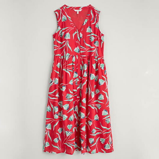 Seasalt Shale Way Dress Painted Tulips Tomato Size 20