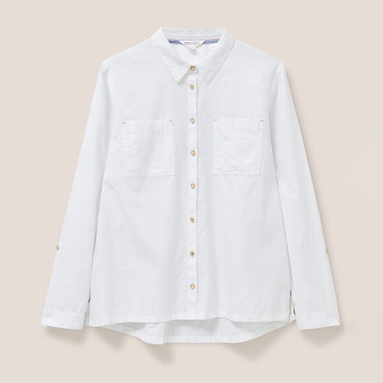 White Stuff Sophie Organic Cotton Shirt Pale Ivory Size 10