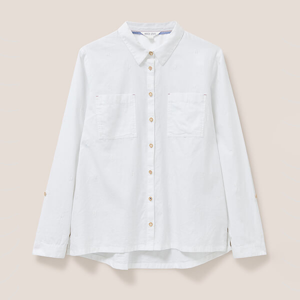 White Stuff Sophie Organic Cotton Shirt Pale Ivory Size 8