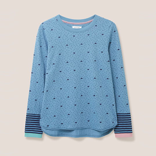 White Stuff Cassie Print T-Shirt Teal Multi Size 18