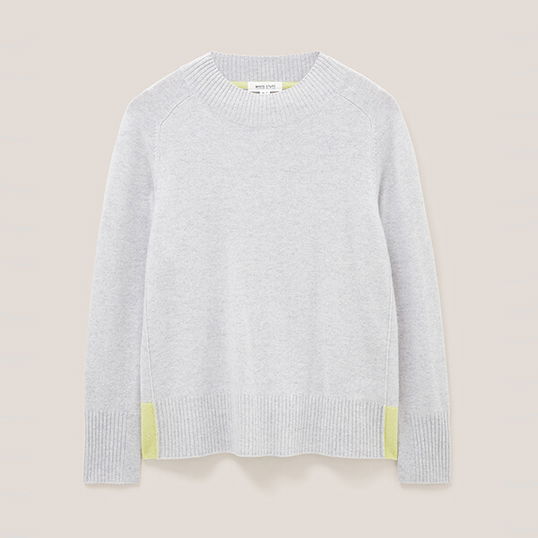 White Stuff Cora Crew Neck Cashmere Jumper Mid Grey Size 20