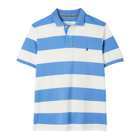 Joules Mid Blue Stripe Filbert Polo Shirt Size XXL