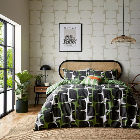 Scion Going Lohko Duvet Cover Set King Size Juniper & Liquorice