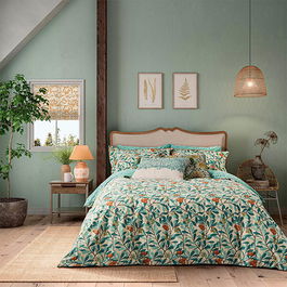 Morris & Co Arbutus Duvet Cover Set King Size Turquoise