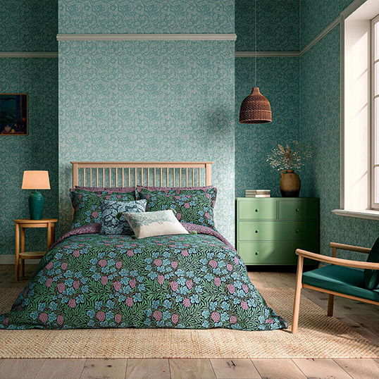 Morris & Co Vine Duvet Cover Set Double Teal & Lilac