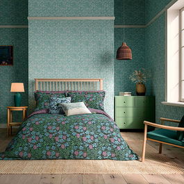 Morris & Co Vine Duvet Cover Set King Size Teal & Lilac