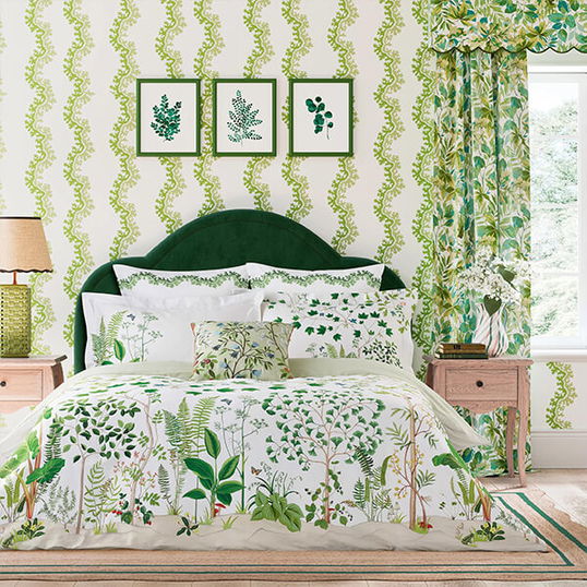 Sanderson Sycamore & Oak Duvet Cover Set King Size Botanical Green