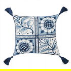 Morris & Co for V&A Scrolling Carnation Cushion 45X45cm Indigo & Ivory