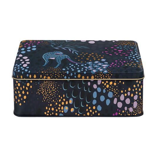 Sara Miller Midnight Leopard Deep Rectangular Tin