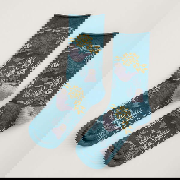 Seasalt Womens Bamboo Arty Socks Water Mint Seaway