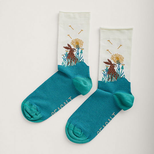 Seasalt Womens Bamboo Arty Socks Privet Chalk Anchorage
