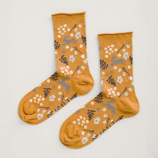 Seasalt Womens Bamboo Arty Socks Woodland Valley Sandstone