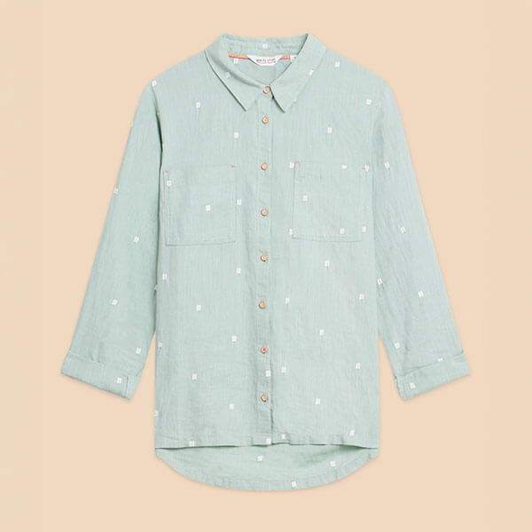 White Stuff Sophie Organic Cotton Shirt Mid Green
