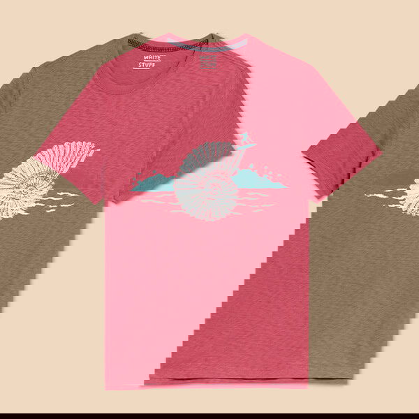 White Stuff Mens Shoal Fish Graphic T-Shirt Coral