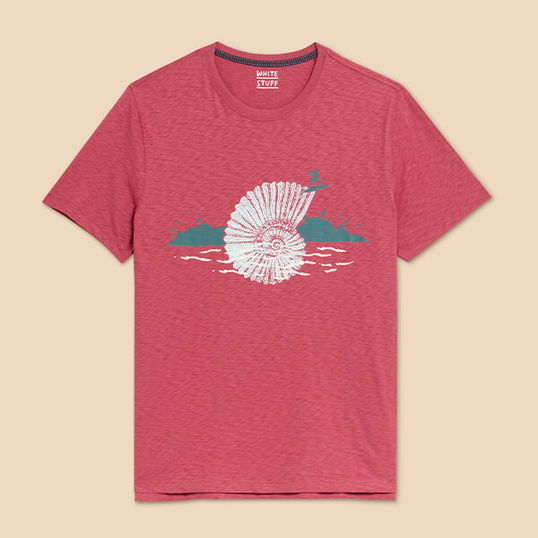 White Stuff Mens Shoal Fish Graphic T-Shirt Coral