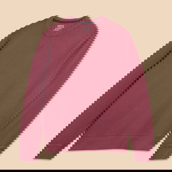 White Stuff Mens Crew Neck Sweatshirt Mid Plum