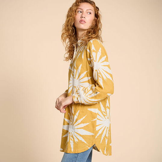 White Stuff Evelyn Linen Tunic Chartreuse