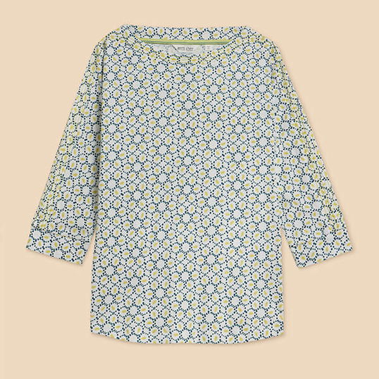 White Stuff Winnie Jersey Top White Print