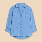 White Stuff Annie Embroidered Jersey Shirt Blue Multi