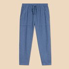 White Stuff Elle Linen Blend Trousers Blue Multi