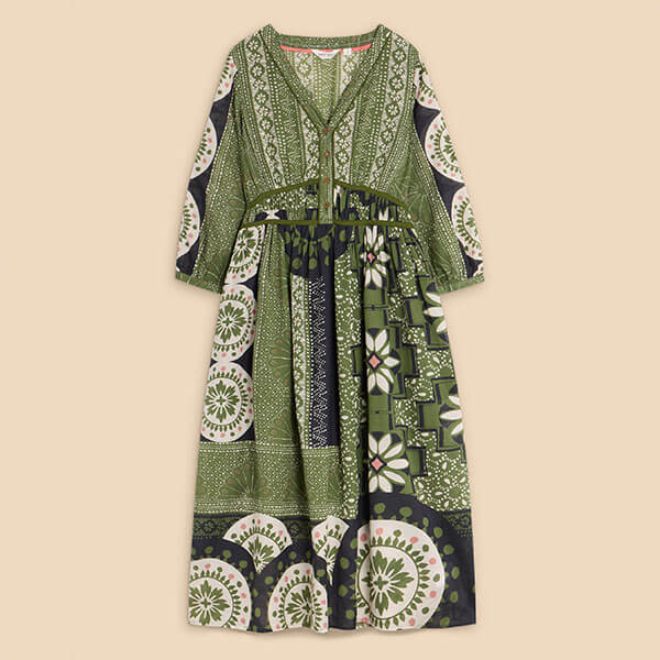 White Stuff Jenna Midi Dress Green Print