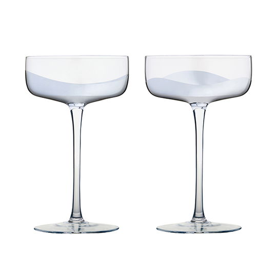 Anton Studios Wave Set of 2 Champagne Saucers Silver