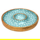 Dexam Sintra Mango Wood Spotted Chip and Dip Bowl Duck Egg