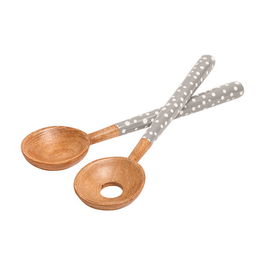 Dexam Sintra Mango Wood Spotted Salad Servers Stone