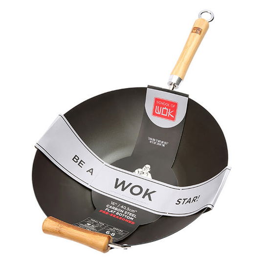 School of Wok 16/40.5cm Carbon Steel Pre-Seasoned Wok