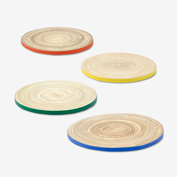 Sur La Table Colour Me Happy Set of 4 Mixed Colour Bamboo Coasters