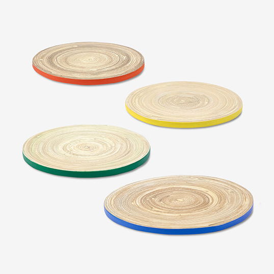 Sur La Table Colour Me Happy Set of 4 Mixed Colour Bamboo Coasters