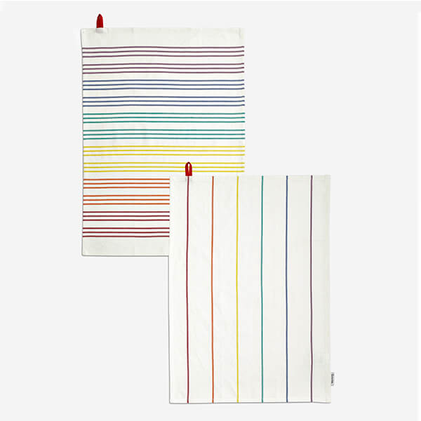 Sur La Table Colour Me Happy Multi Coloured Stripes Set of 2 Tea Towels