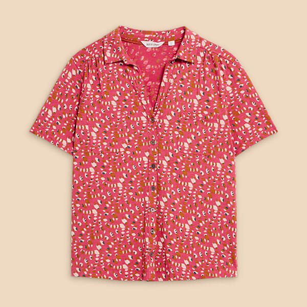White Stuff Penny Pocket Jersey Shirt Pink
