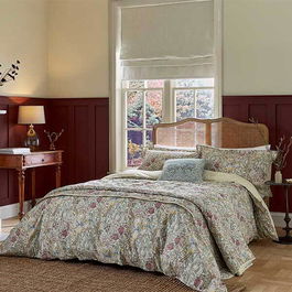 Morris & Co Golden Lily Duvet Cover Set King Size Fig & Teal