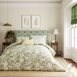Sanderson Options Summer Peony Duvet Cover Set Double Light Green