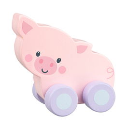 Orange Tree Toys Pig First Push Wooden Toy