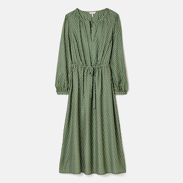 Joules Geo Leaf Imogen Long Sleeve Midi Dress