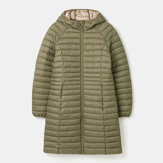 Joules Soft Khaki Bramley Long Padded Coat