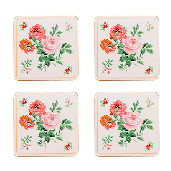 Cath Kidston Archive Rose Set of 4 Cork Backed Coasters