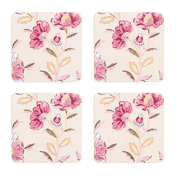 Cath Kidston Friendship Gardens Cream Set of 4 Cork Backed Coasters