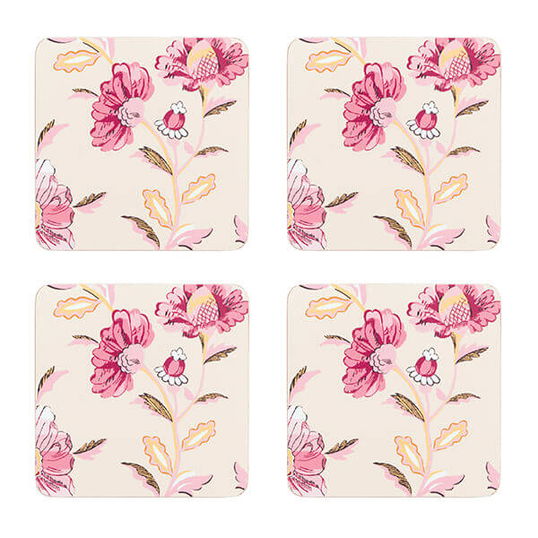 Cath Kidston Friendship Gardens Cream Set of 4 Cork Backed Coasters