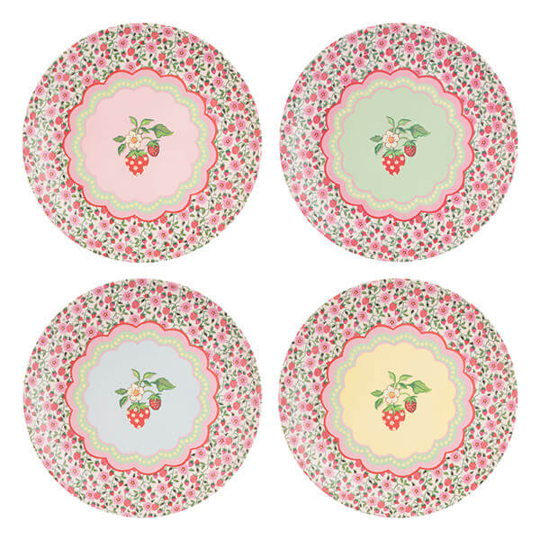 Cath Kidston Strawberry Set of 4 Melamine Dinner Plates