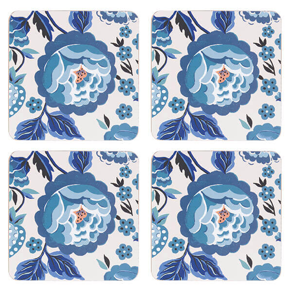 Cath Kidston Strawberry Garden Set of 4 Blue Cork Backed Coasters