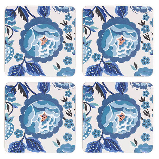Cath Kidston Strawberry Garden Set of 4 Blue Cork Backed Coasters