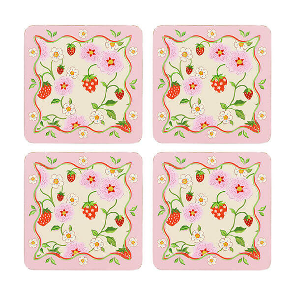 Cath Kidston Strawberry Set of 4 Cork Backed Coasters